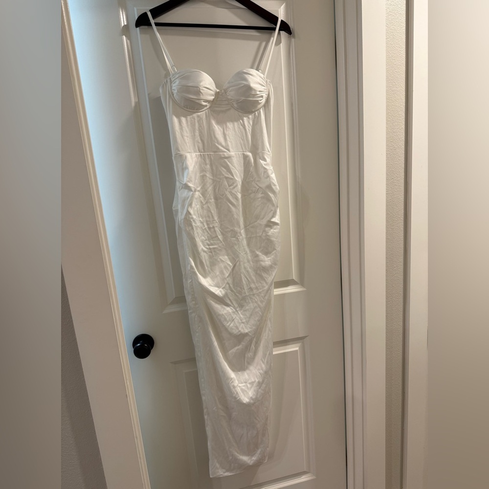 Elegant White Satin Dress
